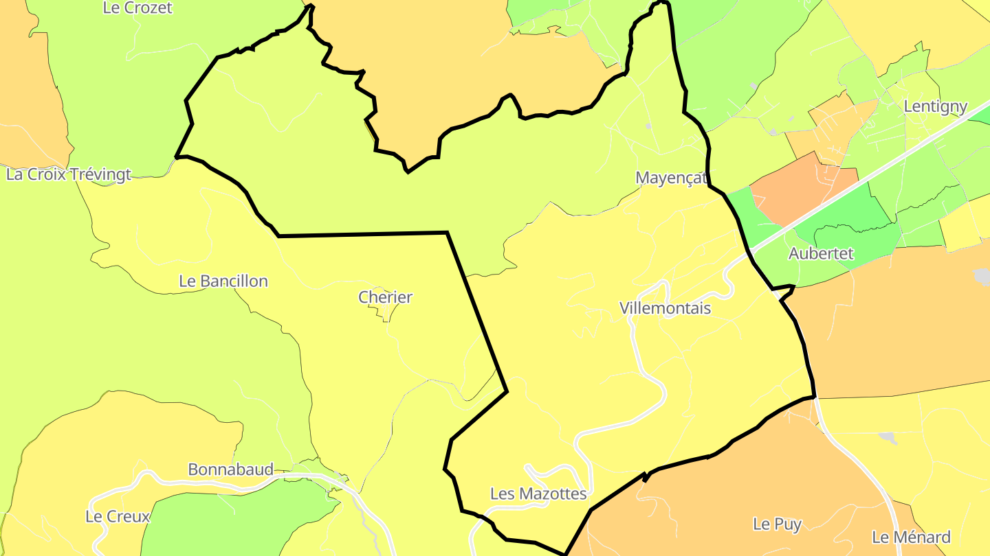 Carte des prix de l'immobilier Villemontais