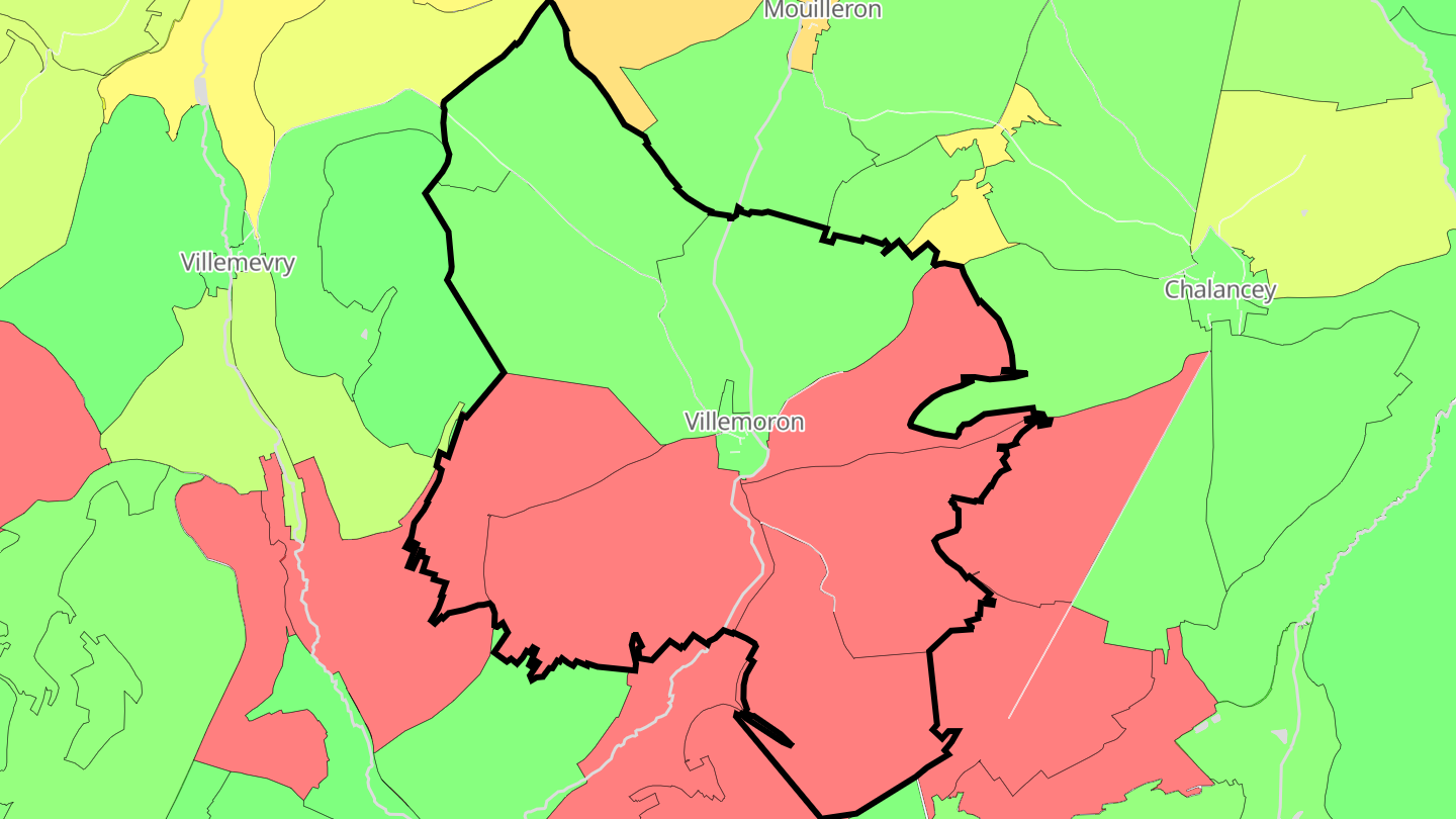 Carte des prix de l'immobilier Villemoron