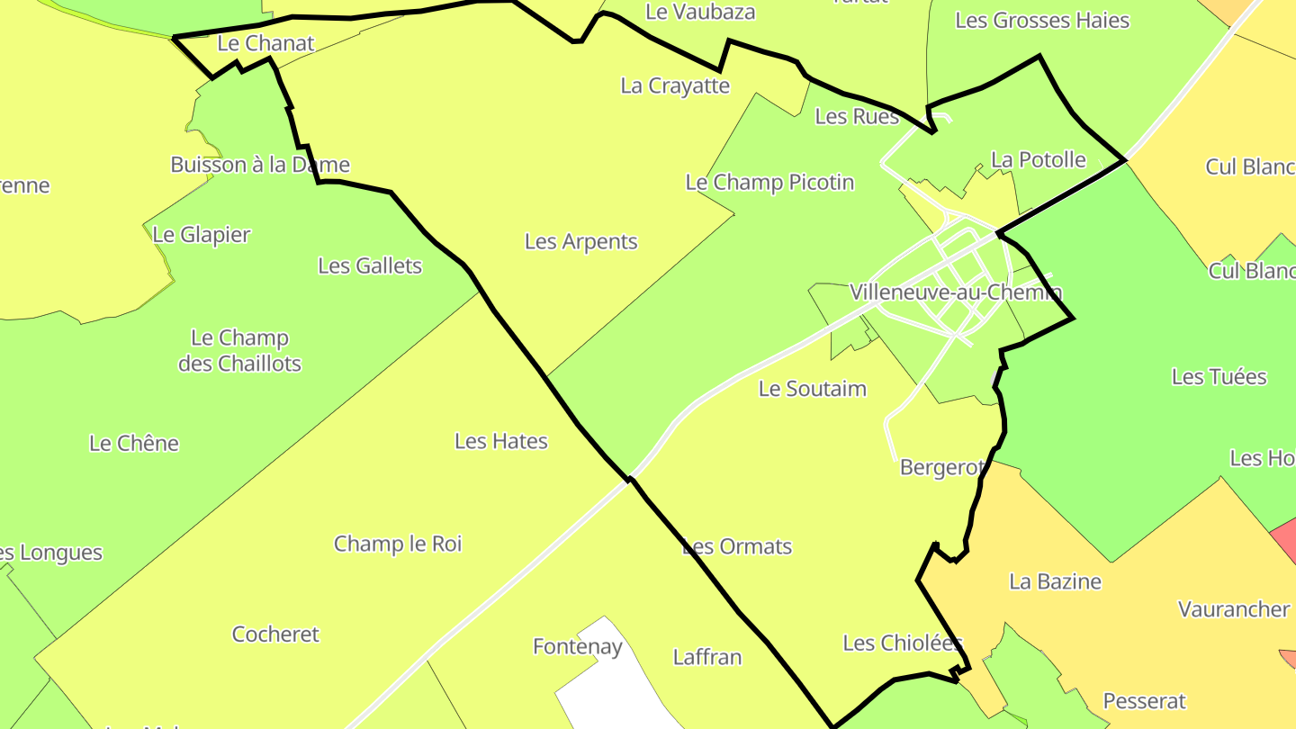 Carte des prix de l'immobilier Villeneuve-au-Chemin