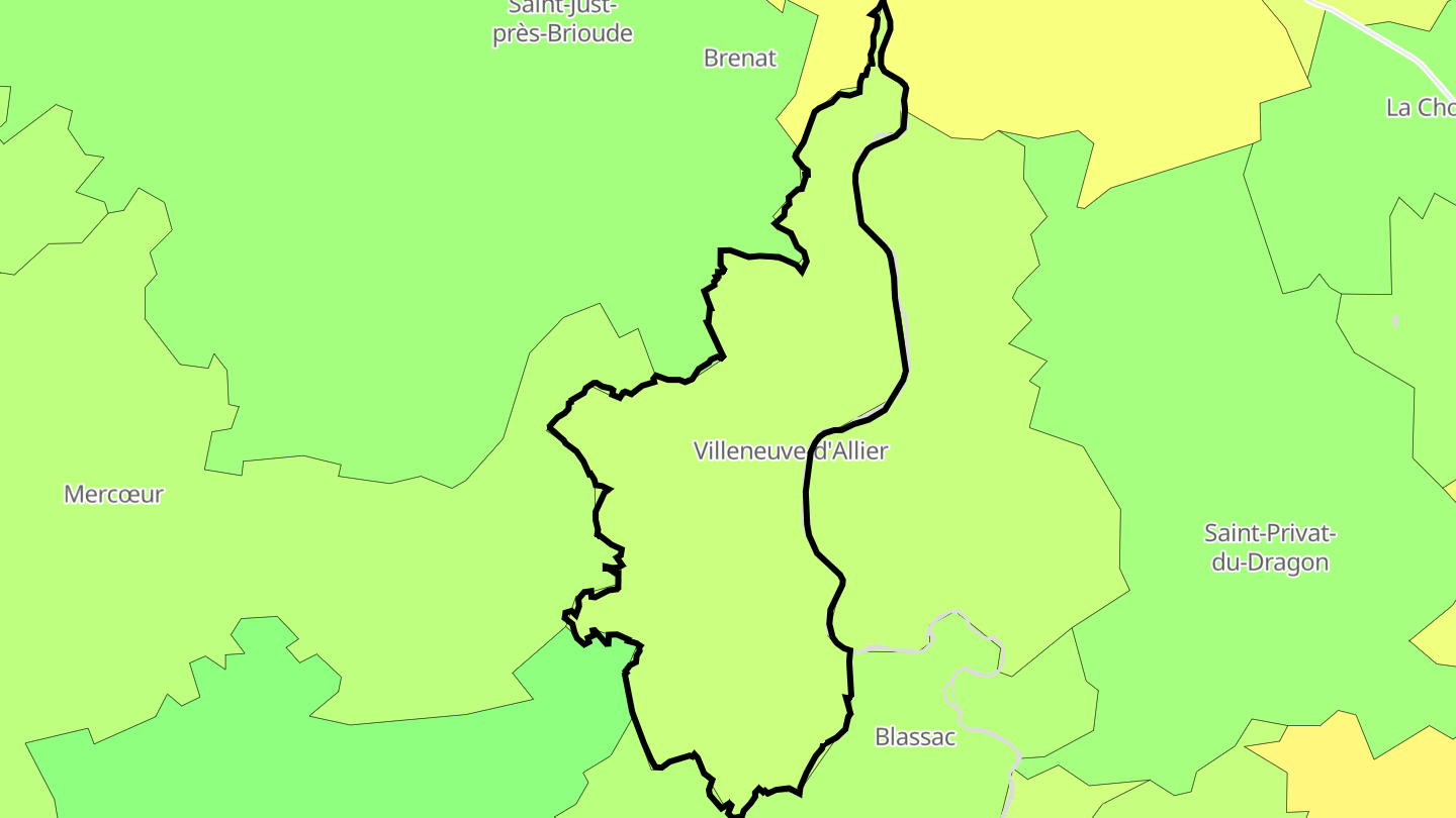 Carte des prix de l'immobilier Villeneuve-d'Allier