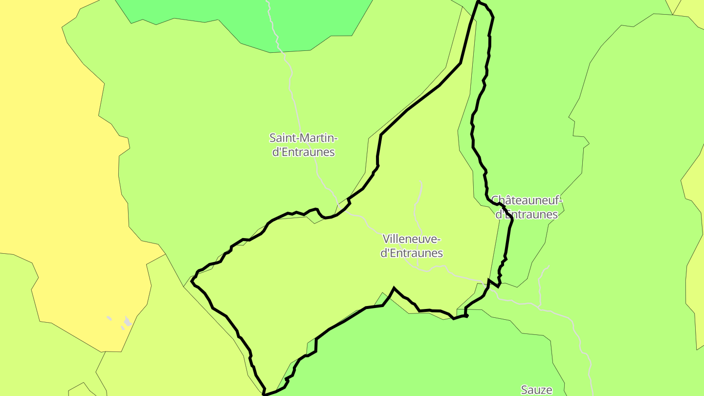 Carte des prix de l'immobilier Villeneuve-d'Entraunes
