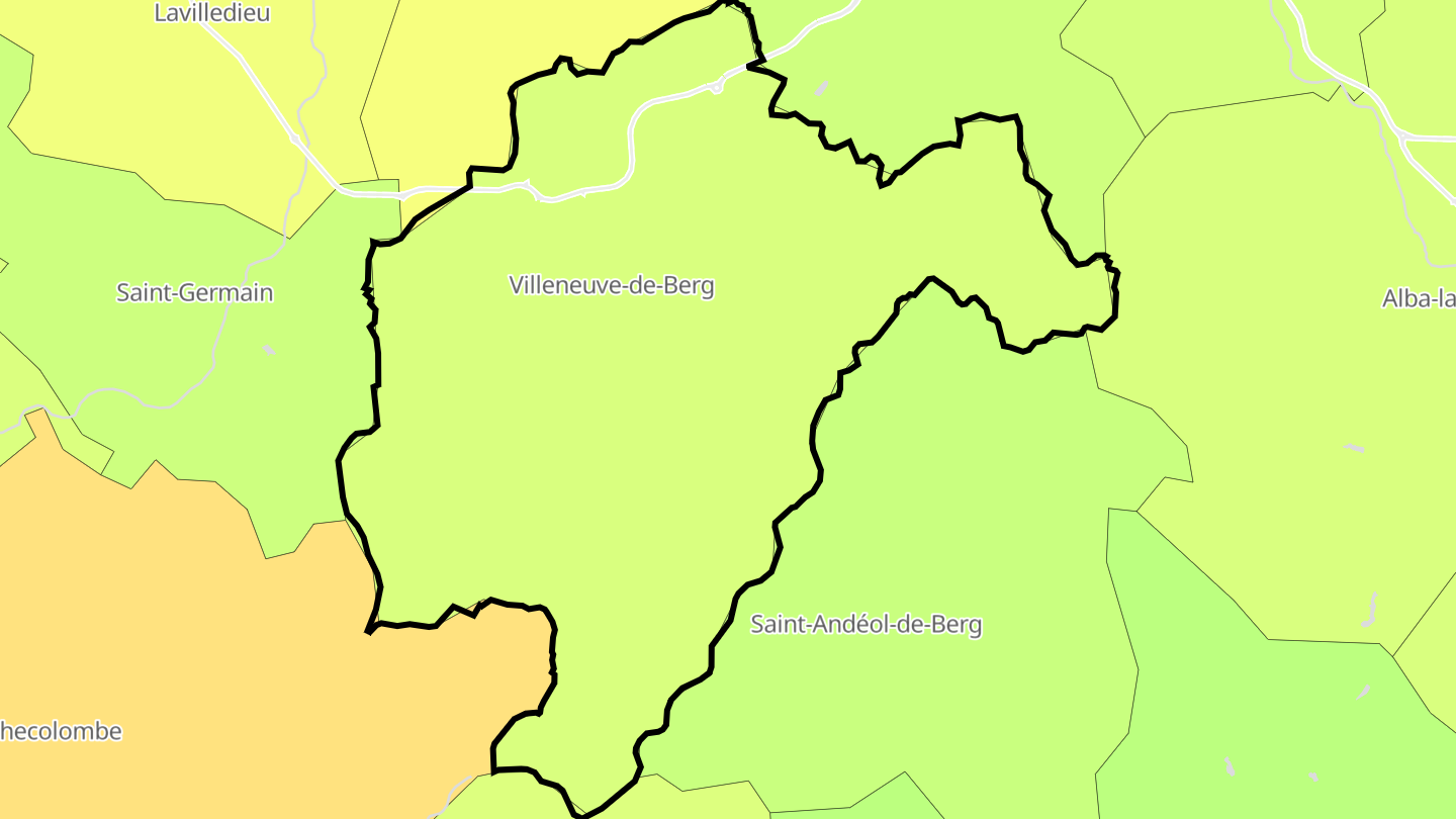 Carte des prix de l'immobilier Villeneuve-de-Berg