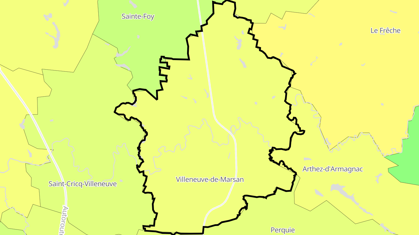 Carte des prix de l'immobilier Villeneuve-de-Marsan