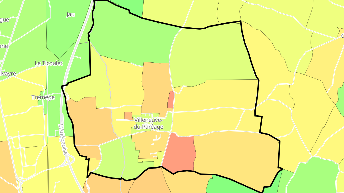 Carte des prix de l'immobilier Villeneuve-du-Paréage