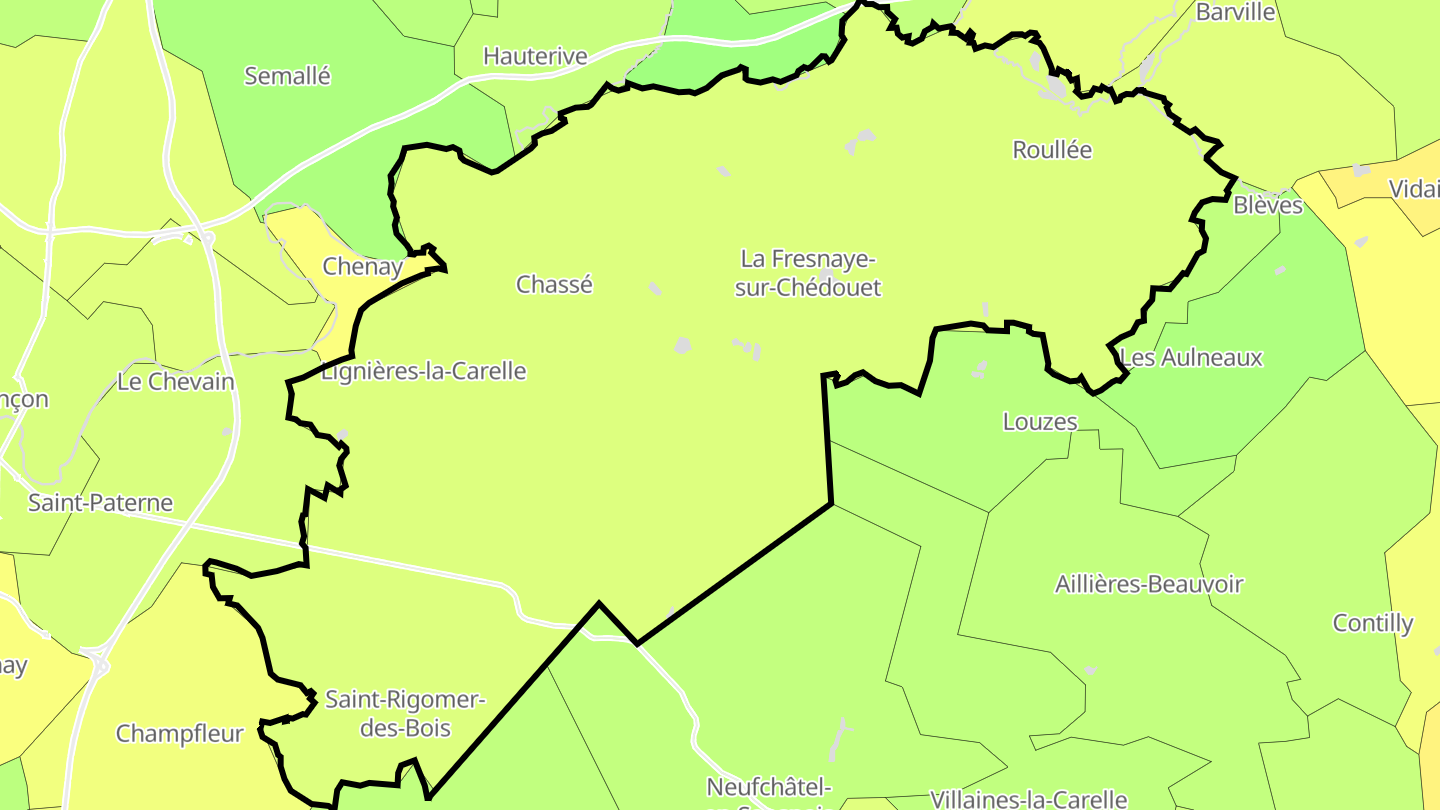 Carte des prix de l'immobilier Villeneuve-en-Perseigne