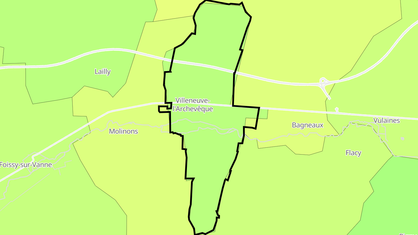 Carte des prix de l'immobilier Villeneuve-l'Archevêque