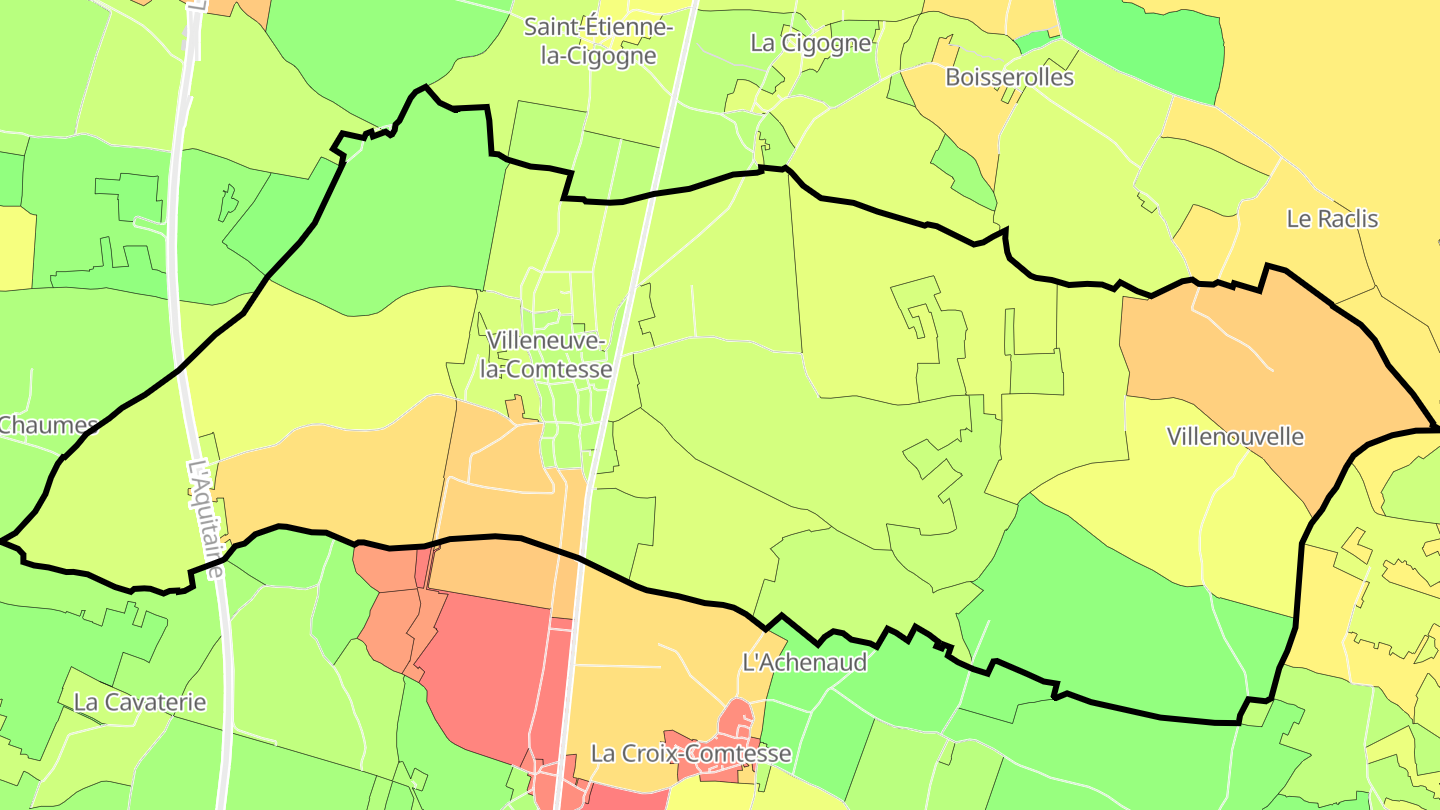 Carte des prix de l'immobilier Villeneuve-la-Comtesse