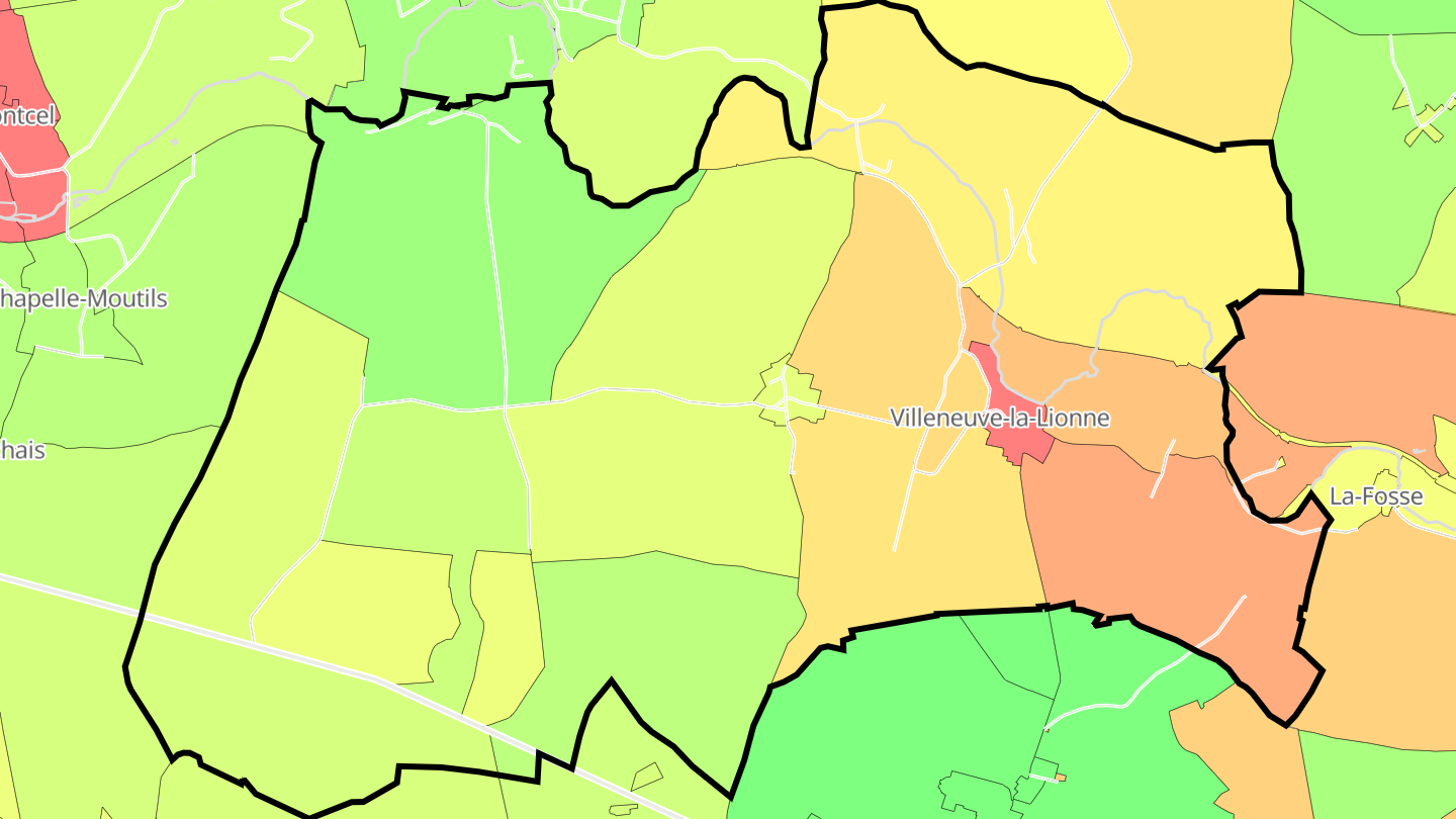 Carte des prix de l'immobilier Villeneuve-la-Lionne