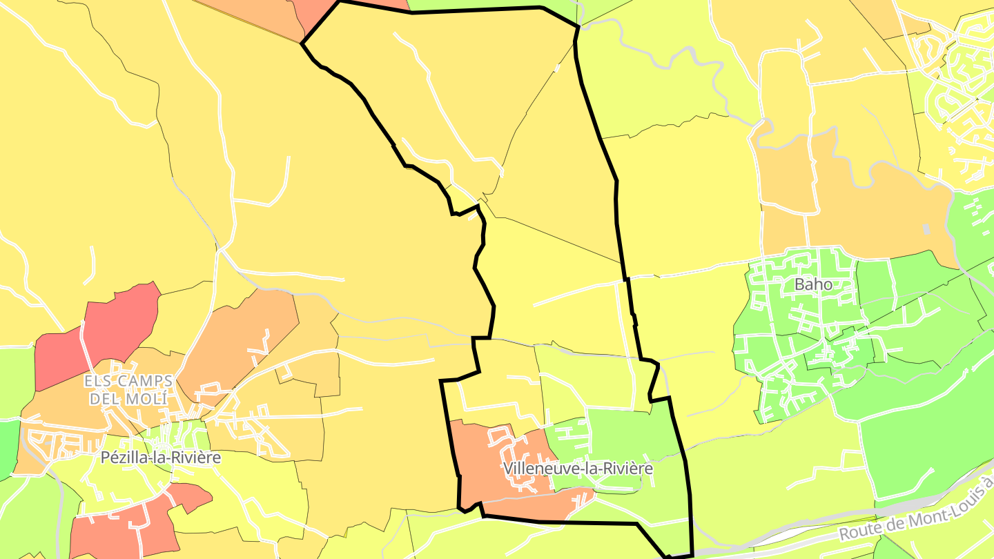 Carte des prix de l'immobilier Villeneuve-la-Rivière
