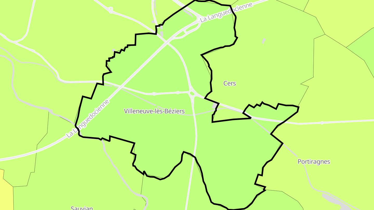 Carte des prix de l'immobilier Villeneuve-lès-Béziers