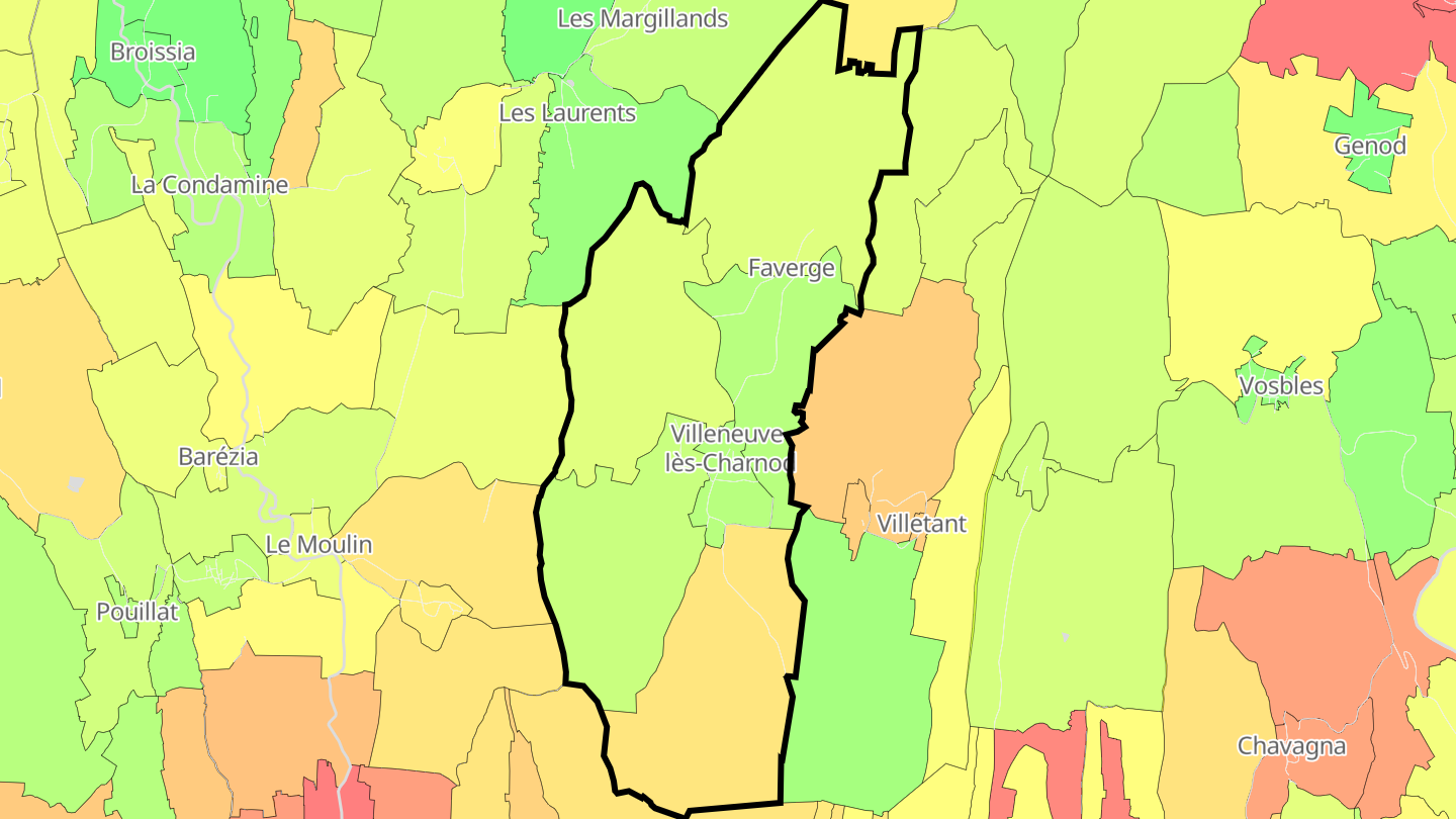Carte des prix de l'immobilier Villeneuve-lès-Charnod
