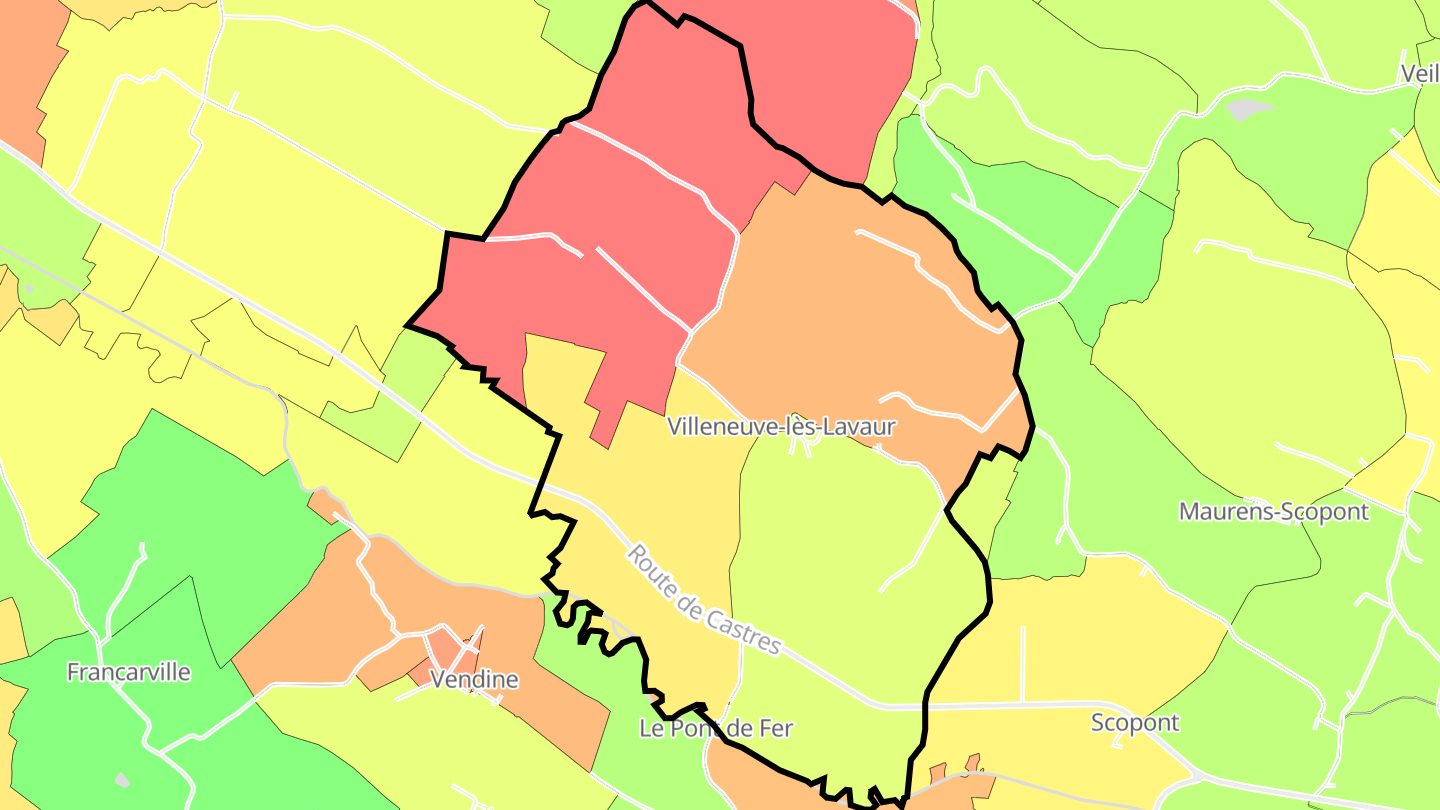 Carte des prix de l'immobilier Villeneuve-lès-Lavaur