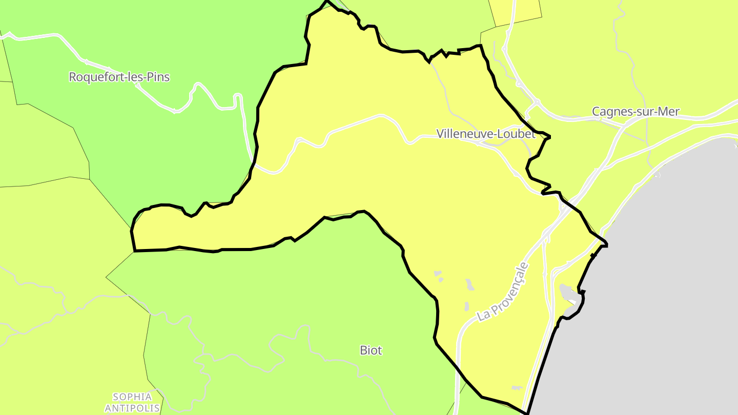 Carte des prix de l'immobilier Villeneuve-Loubet