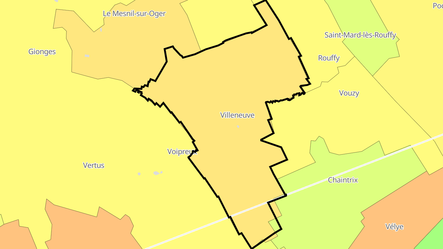Carte des prix de l'immobilier Villeneuve-Renneville-Chevigny