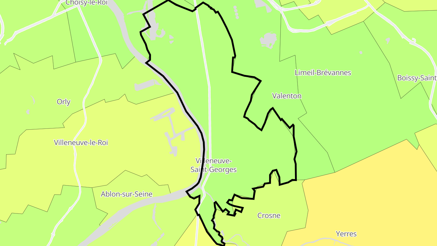 Carte des prix de l'immobilier Villeneuve-Saint-Georges