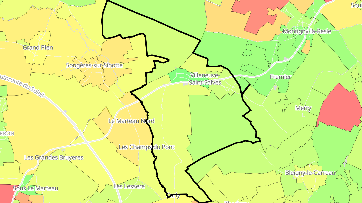 Carte des prix de l'immobilier Villeneuve-Saint-Salves