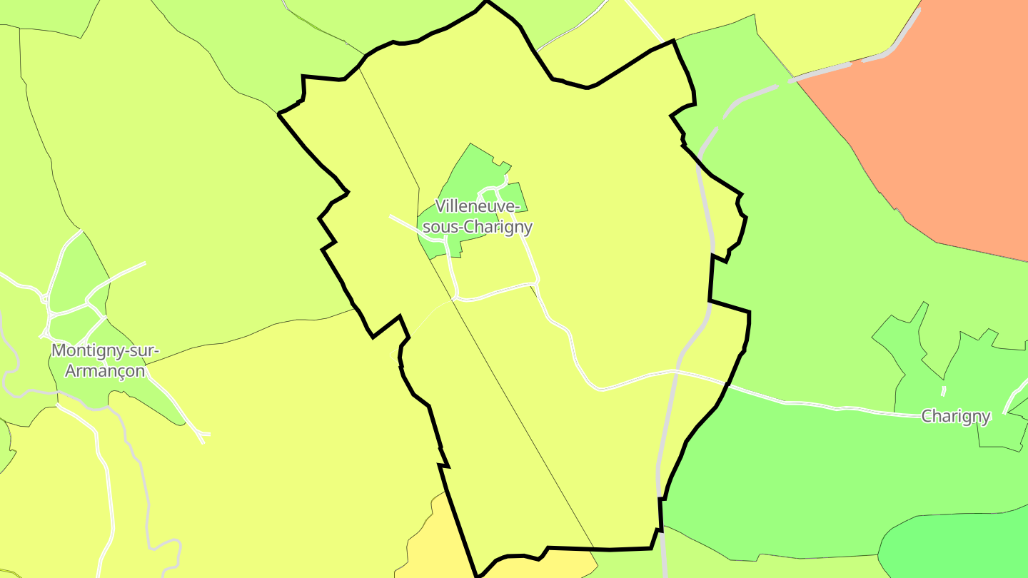 Carte des prix de l'immobilier Villeneuve-sous-Charigny