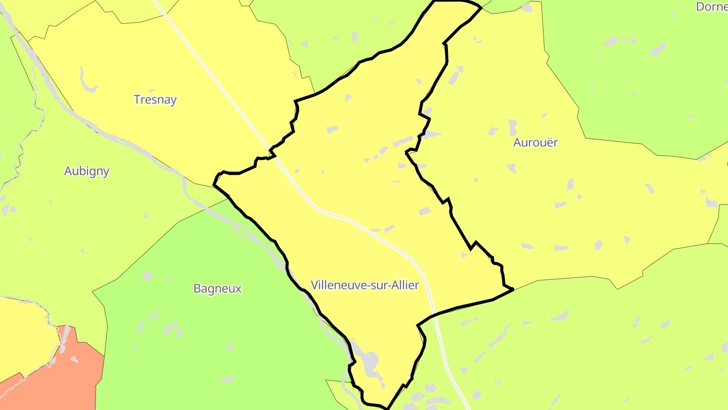 Carte des prix de l'immobilier Villeneuve-sur-Allier