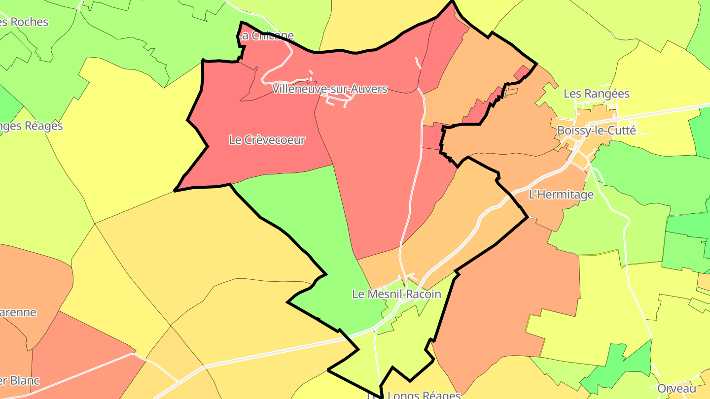 Carte des prix de l'immobilier Villeneuve-sur-Auvers