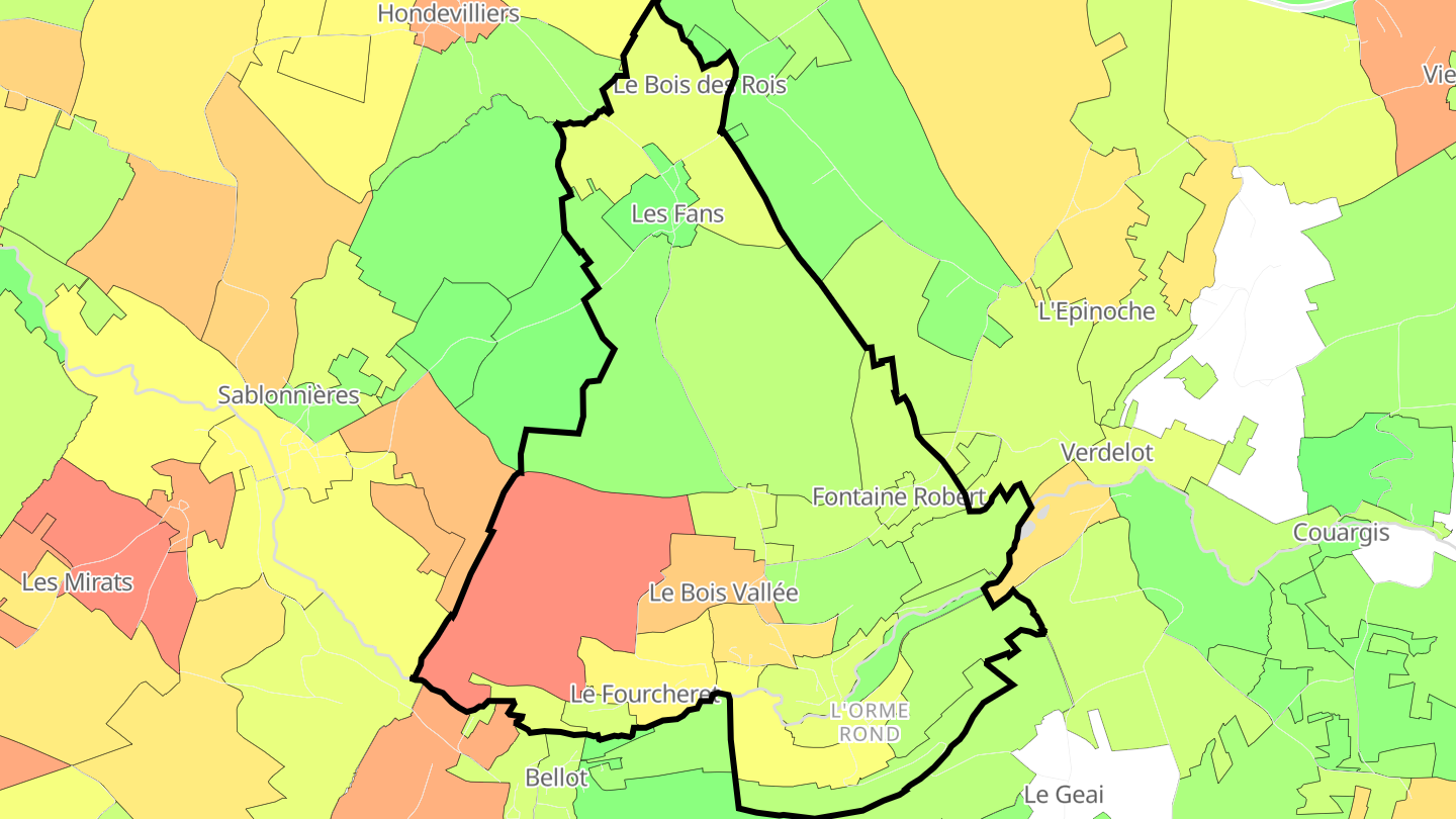Carte des prix de l'immobilier Villeneuve-sur-Bellot