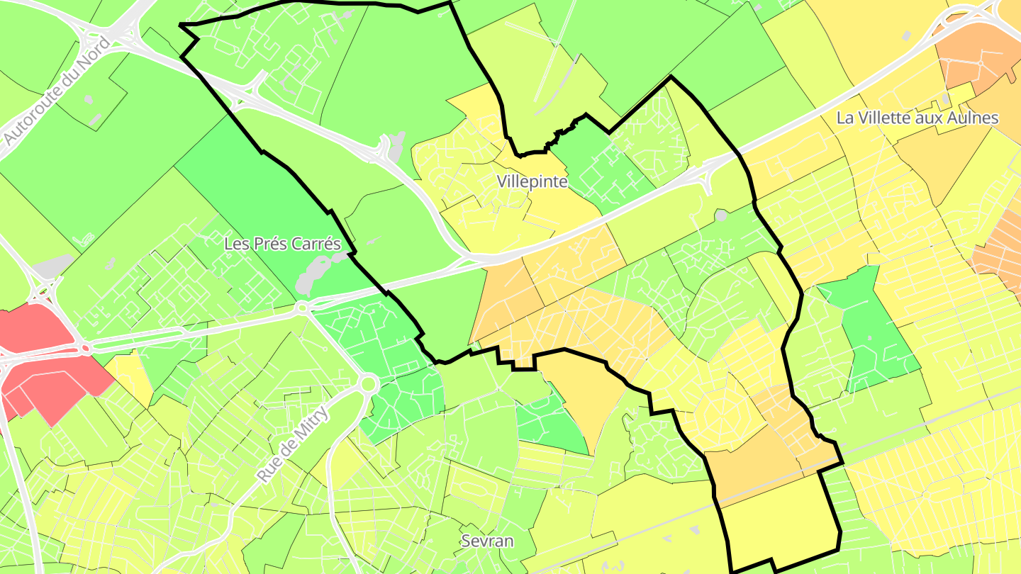 Carte des prix de l'immobilier Villepinte