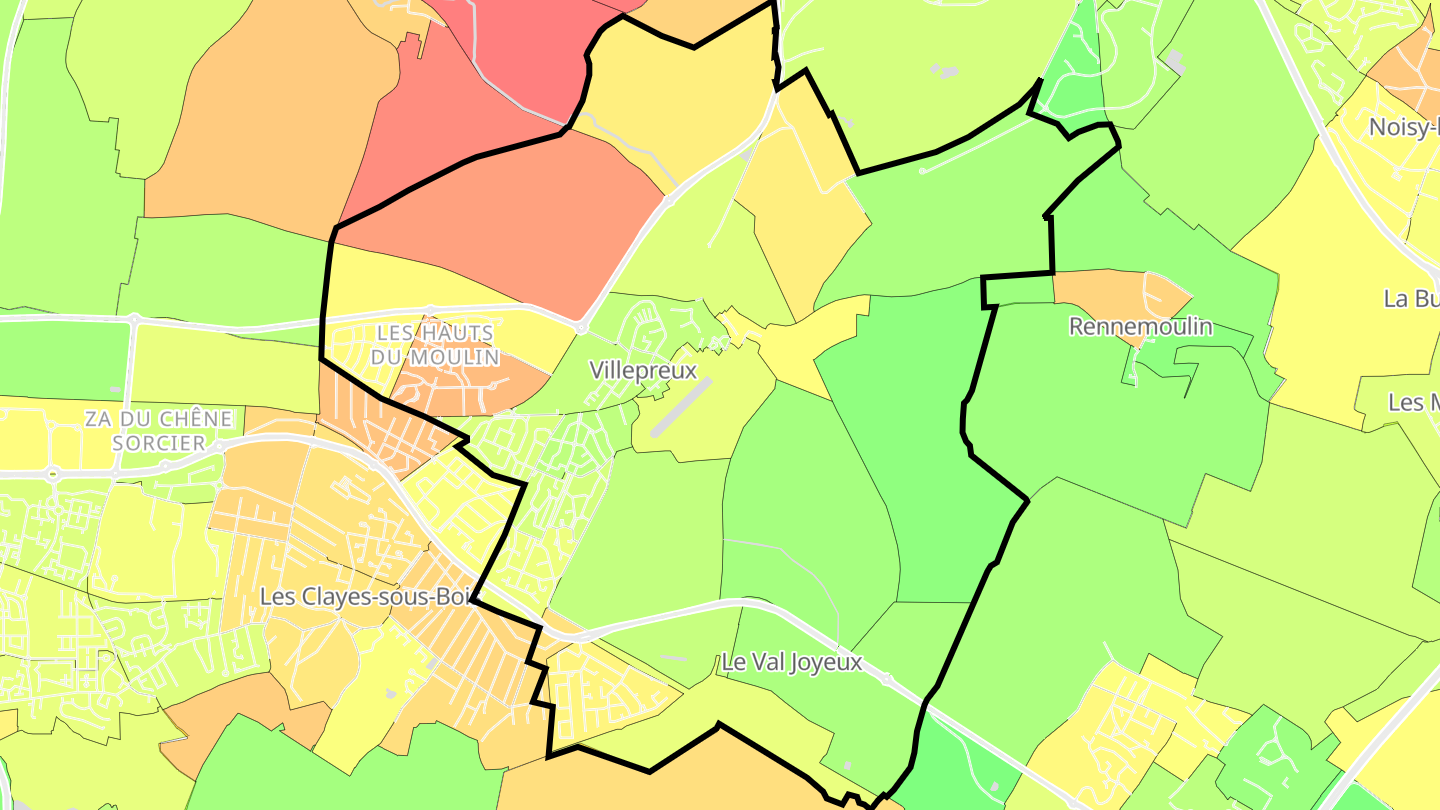 Carte des prix de l'immobilier Villepreux