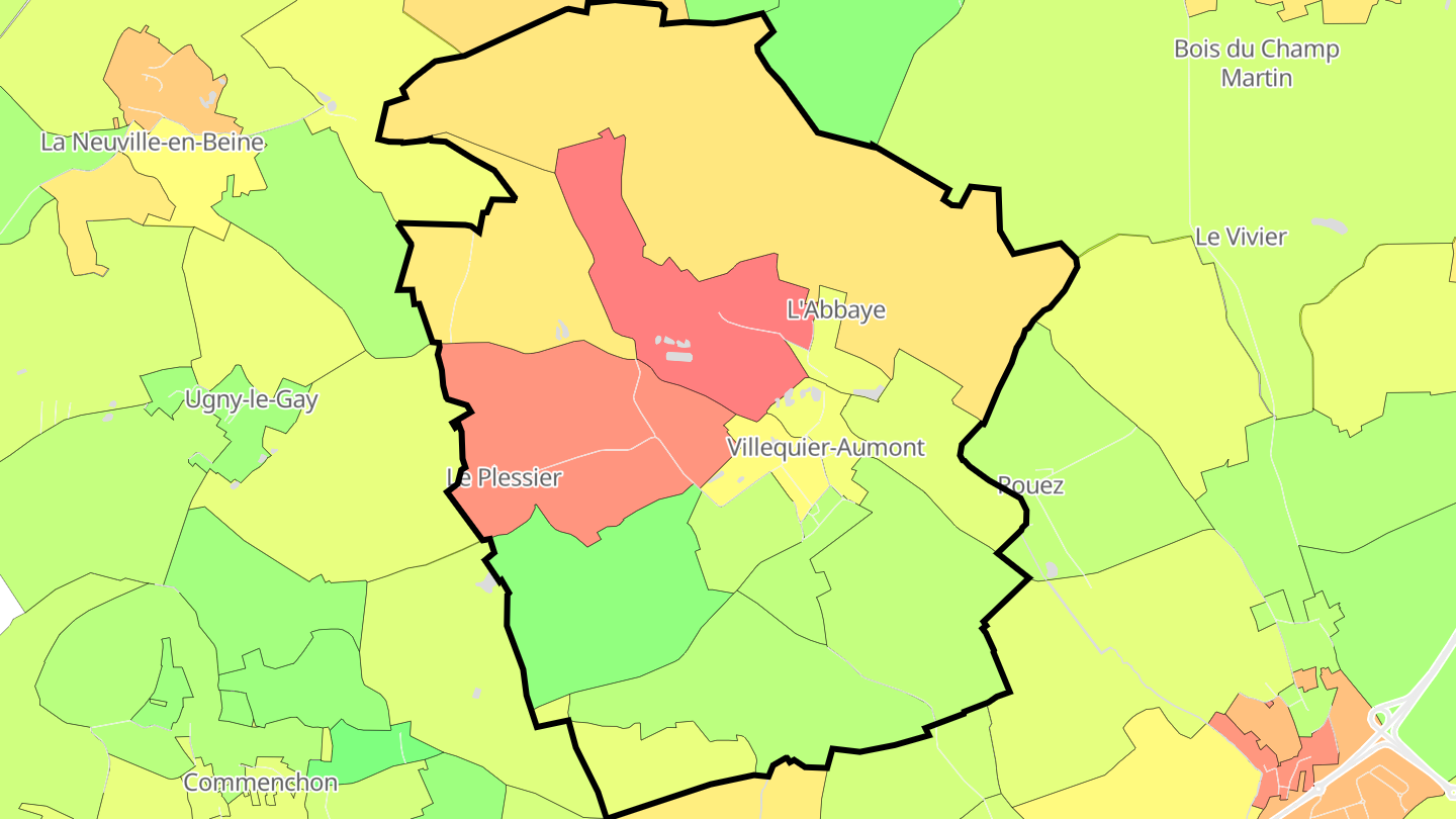 Carte des prix de l'immobilier Villequier-Aumont