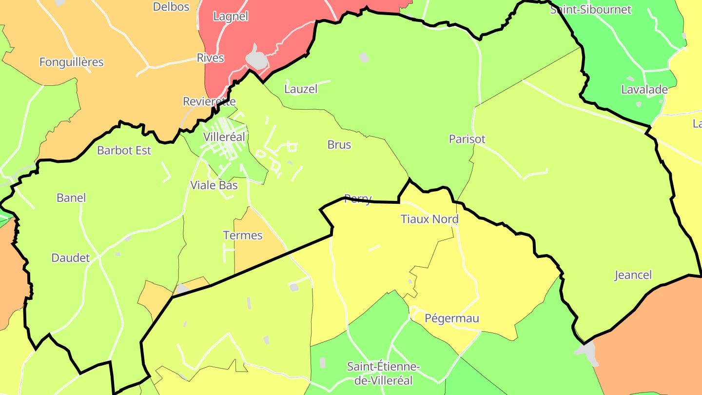 Carte des prix de l'immobilier Villeréal