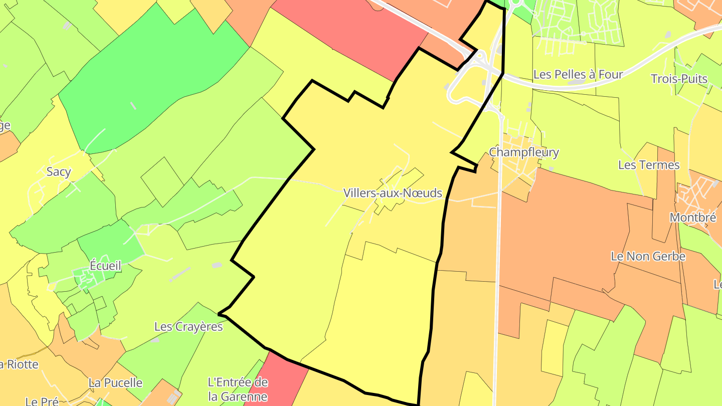 Carte des prix de l'immobilier Villers-aux-Nœuds