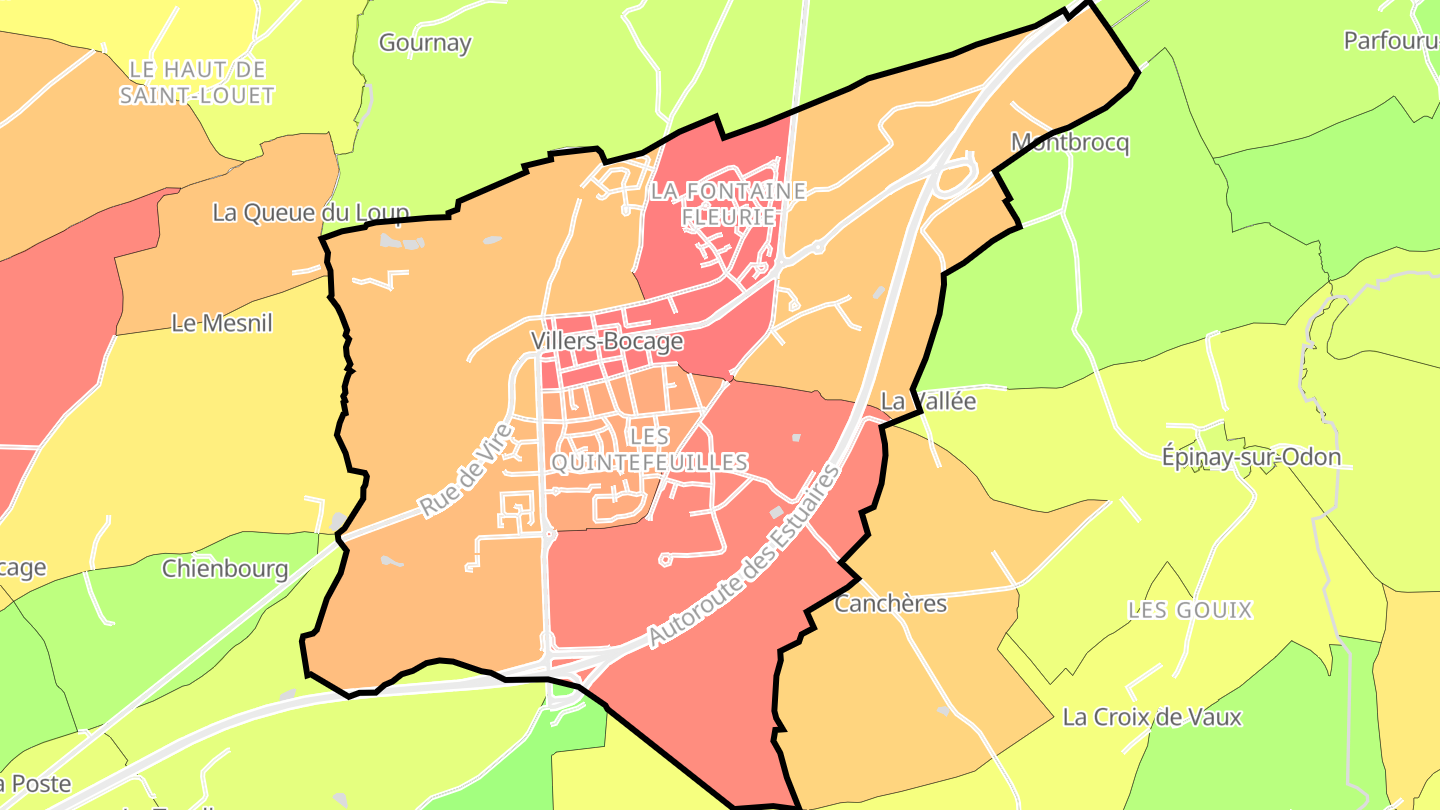Carte des prix de l'immobilier Villers-Bocage