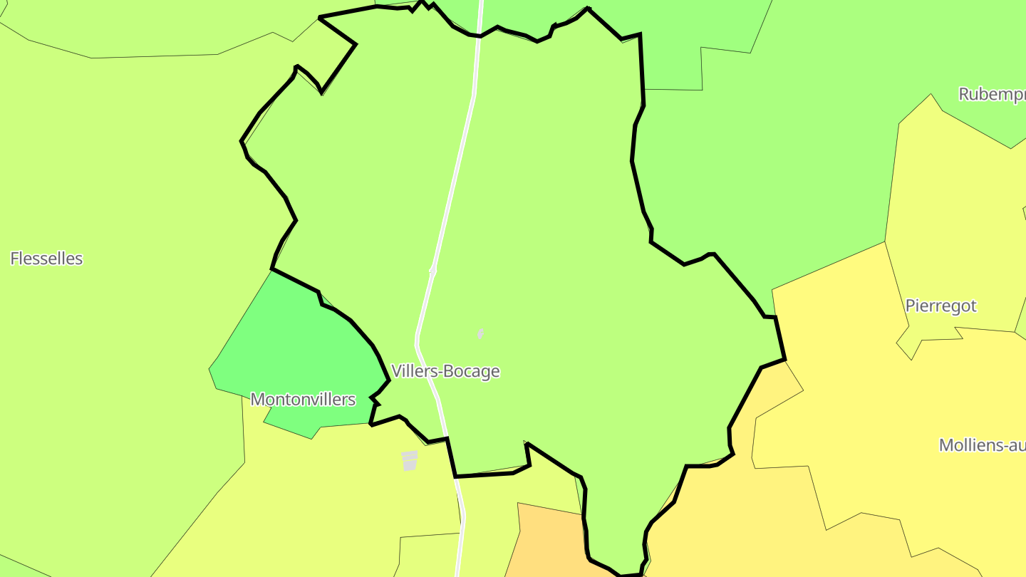 Carte des prix de l'immobilier Villers-Bocage