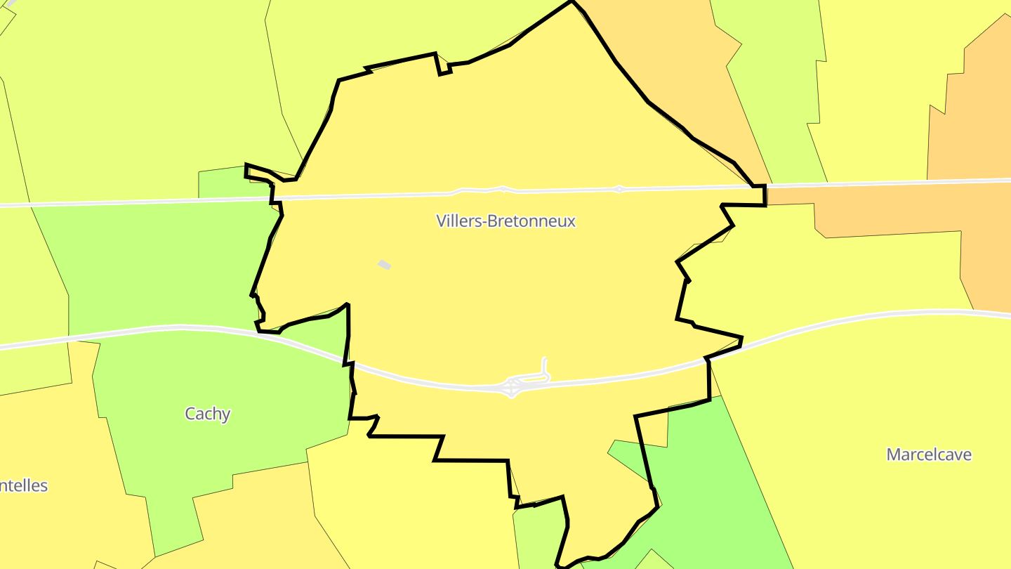 Carte des prix de l'immobilier Villers-Bretonneux