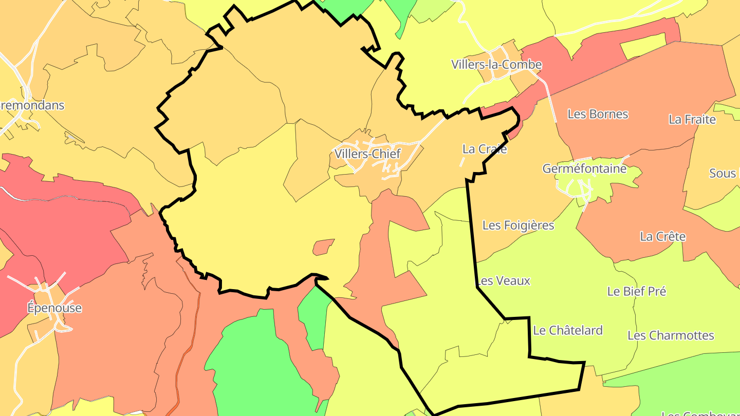 Carte des prix de l'immobilier Villers-Chief