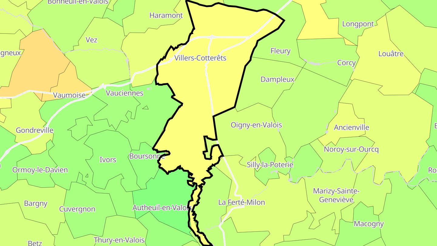 Carte des prix de l'immobilier Villers-Cotterêts