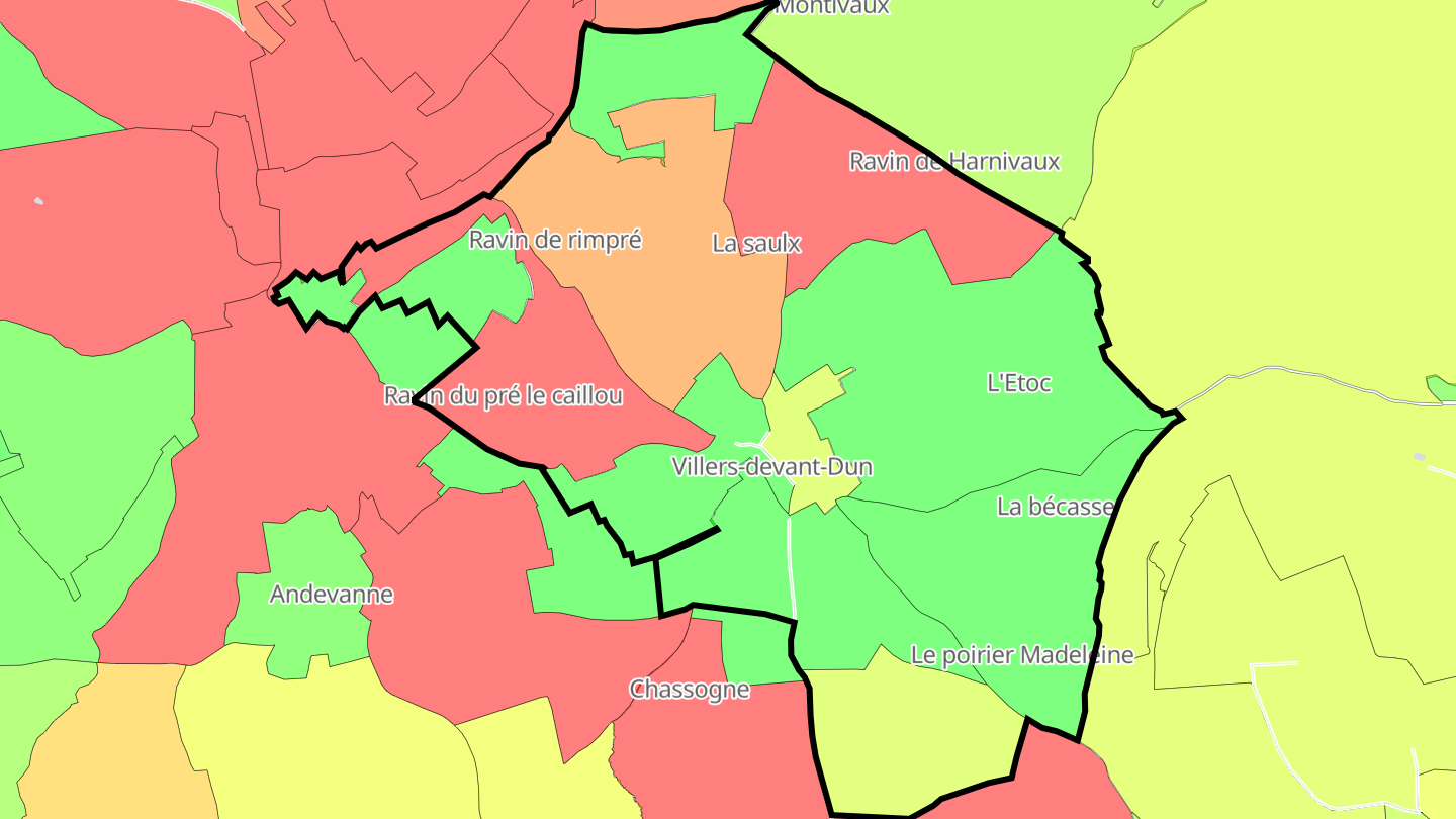 Carte des prix de l'immobilier Villers-devant-Dun