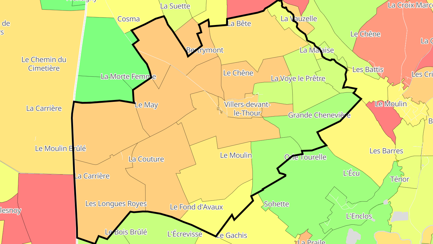 Carte des prix de l'immobilier Villers-devant-le-Thour