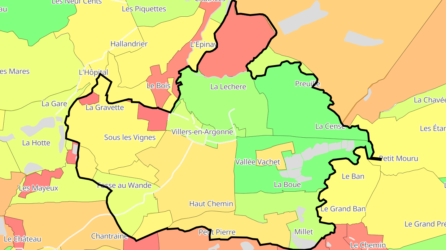 Carte des prix de l'immobilier Villers-en-Argonne