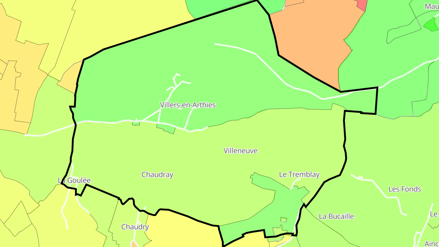 Carte des prix de l'immobilier Villers-en-Arthies