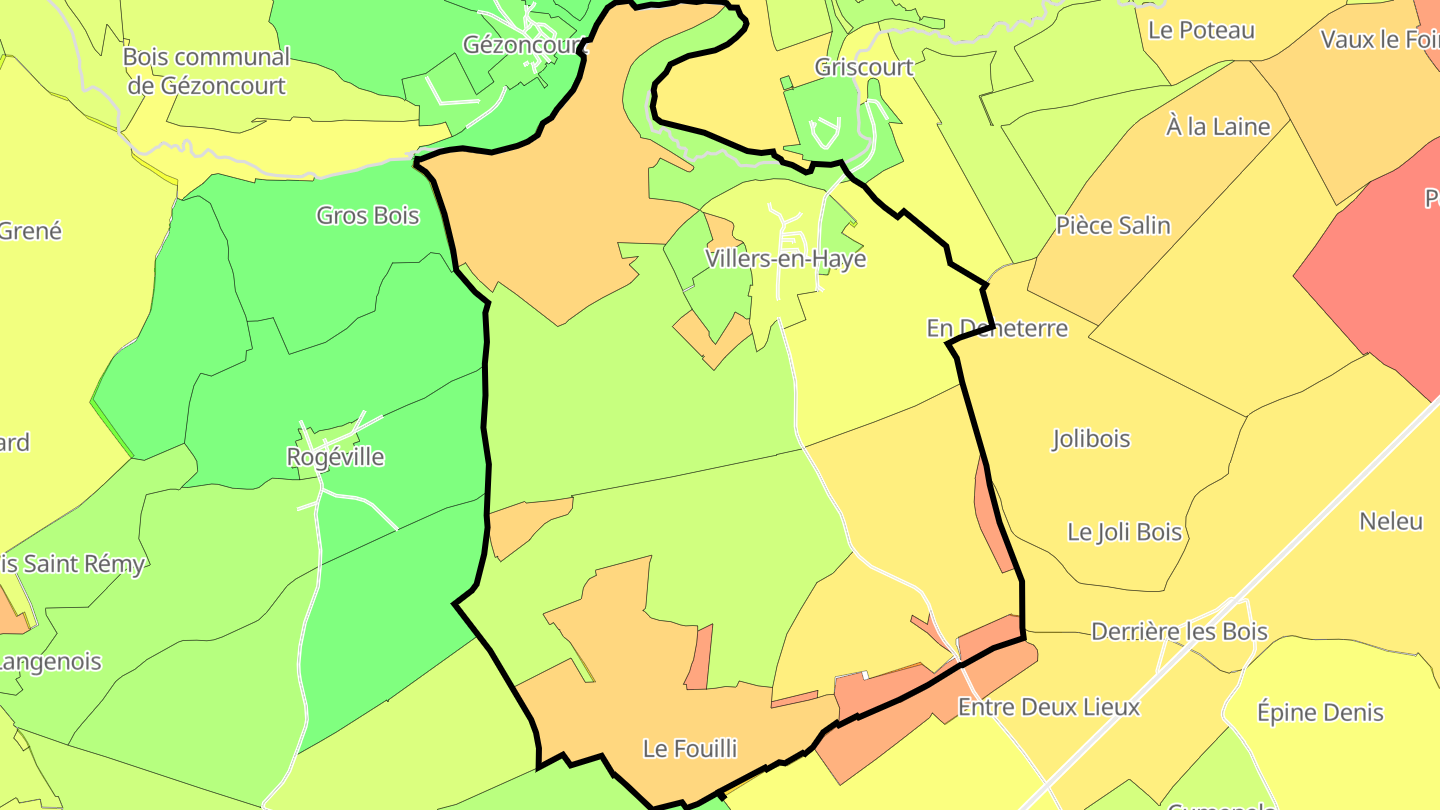Carte des prix de l'immobilier Villers-en-Haye
