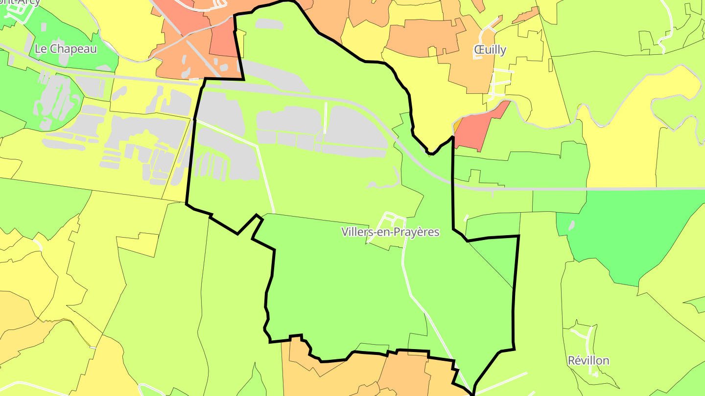 Carte des prix de l'immobilier Villers-en-Prayères