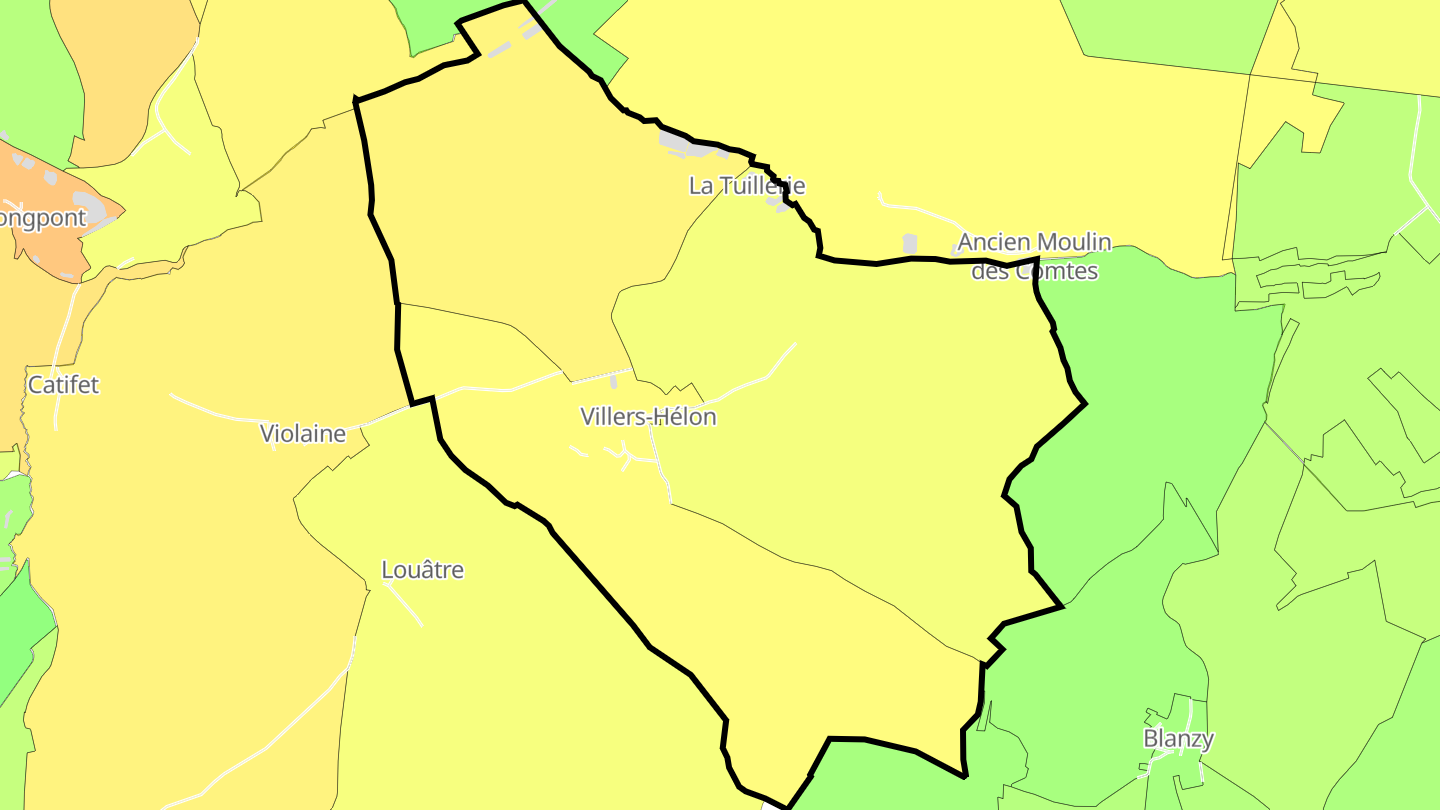 Carte des prix de l'immobilier Villers-Hélon