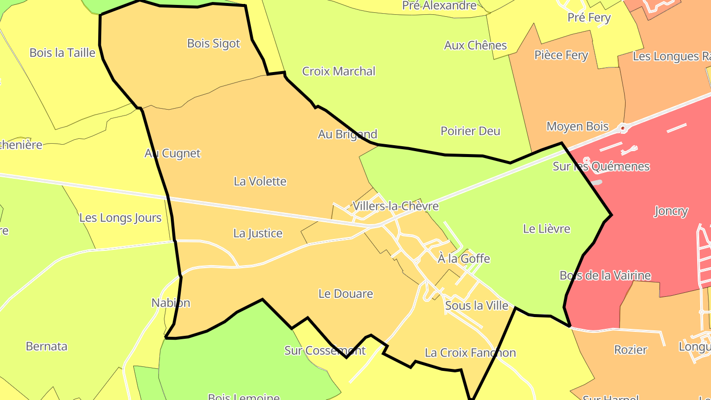 Carte des prix de l'immobilier Villers-la-Chèvre