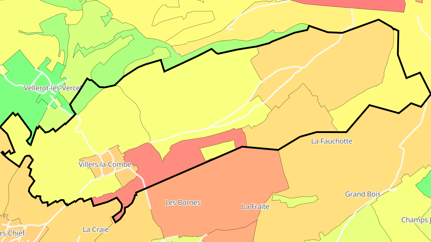 Carte des prix de l'immobilier Villers-la-Combe