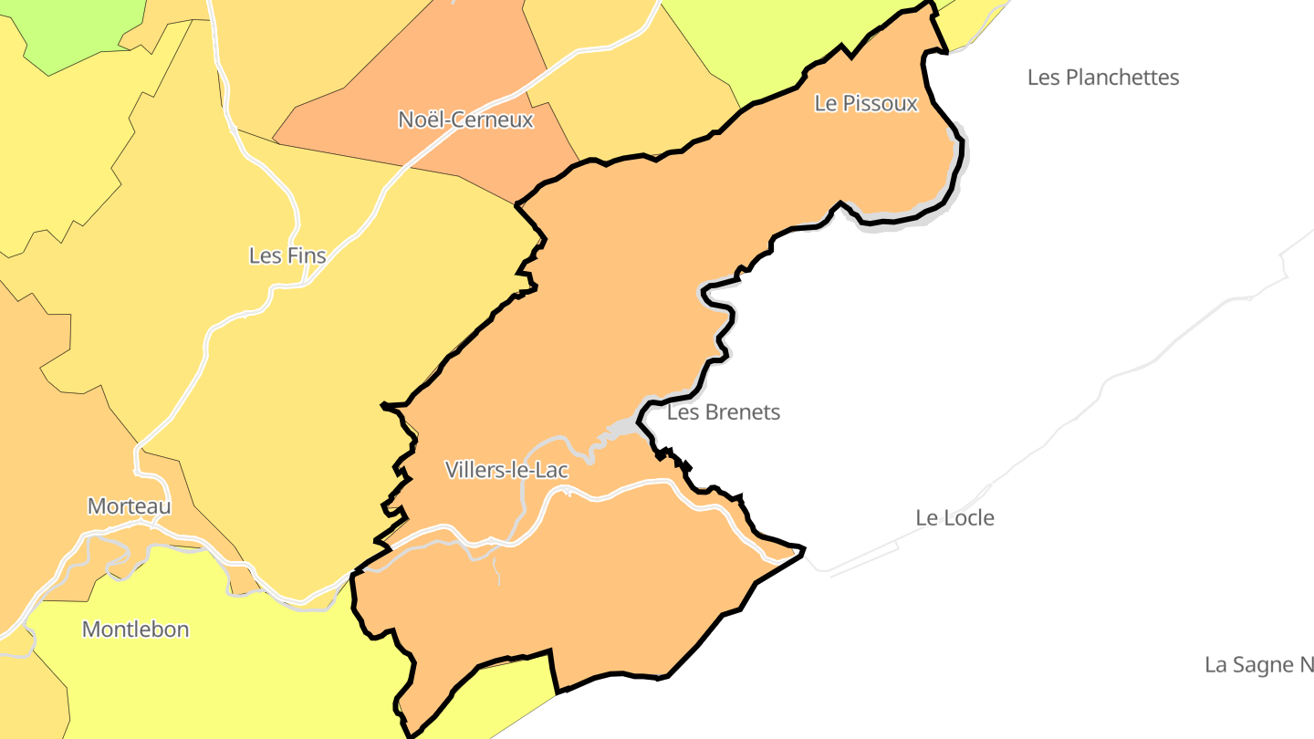 Carte des prix de l'immobilier Villers-le-Lac
