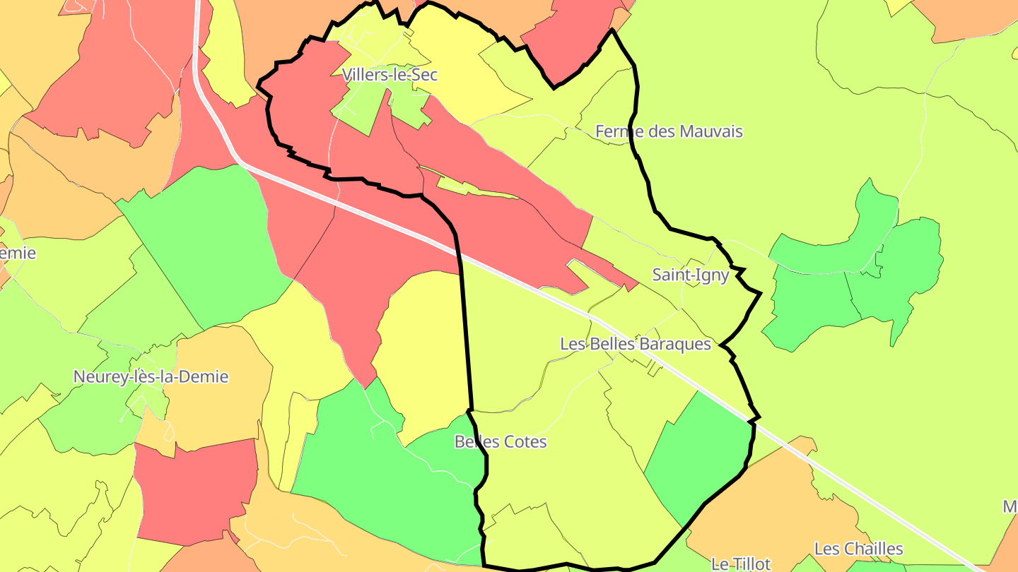 Carte des prix de l'immobilier Villers-le-Sec