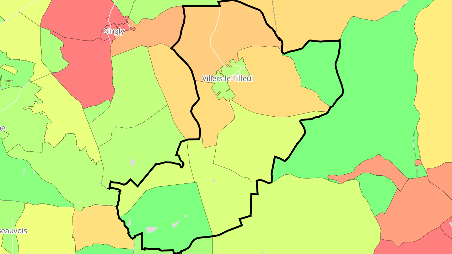 Carte des prix de l'immobilier Villers-le-Tilleul