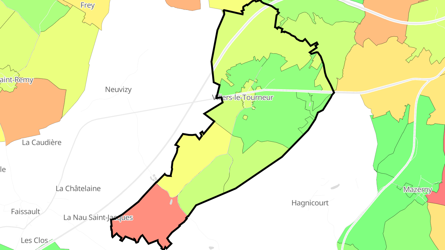 Carte des prix de l'immobilier Villers-le-Tourneur