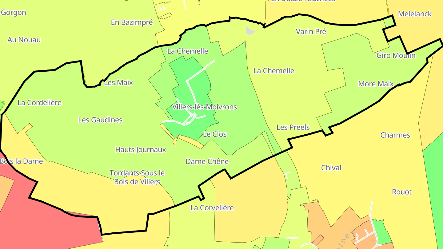 Carte des prix de l'immobilier Villers-lès-Moivrons