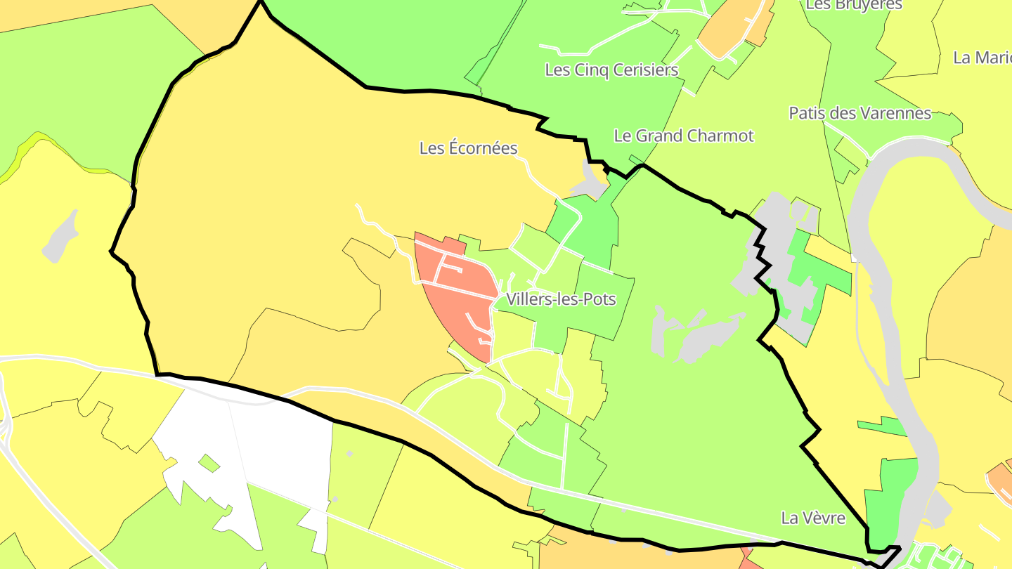 Carte des prix de l'immobilier Villers-les-Pots