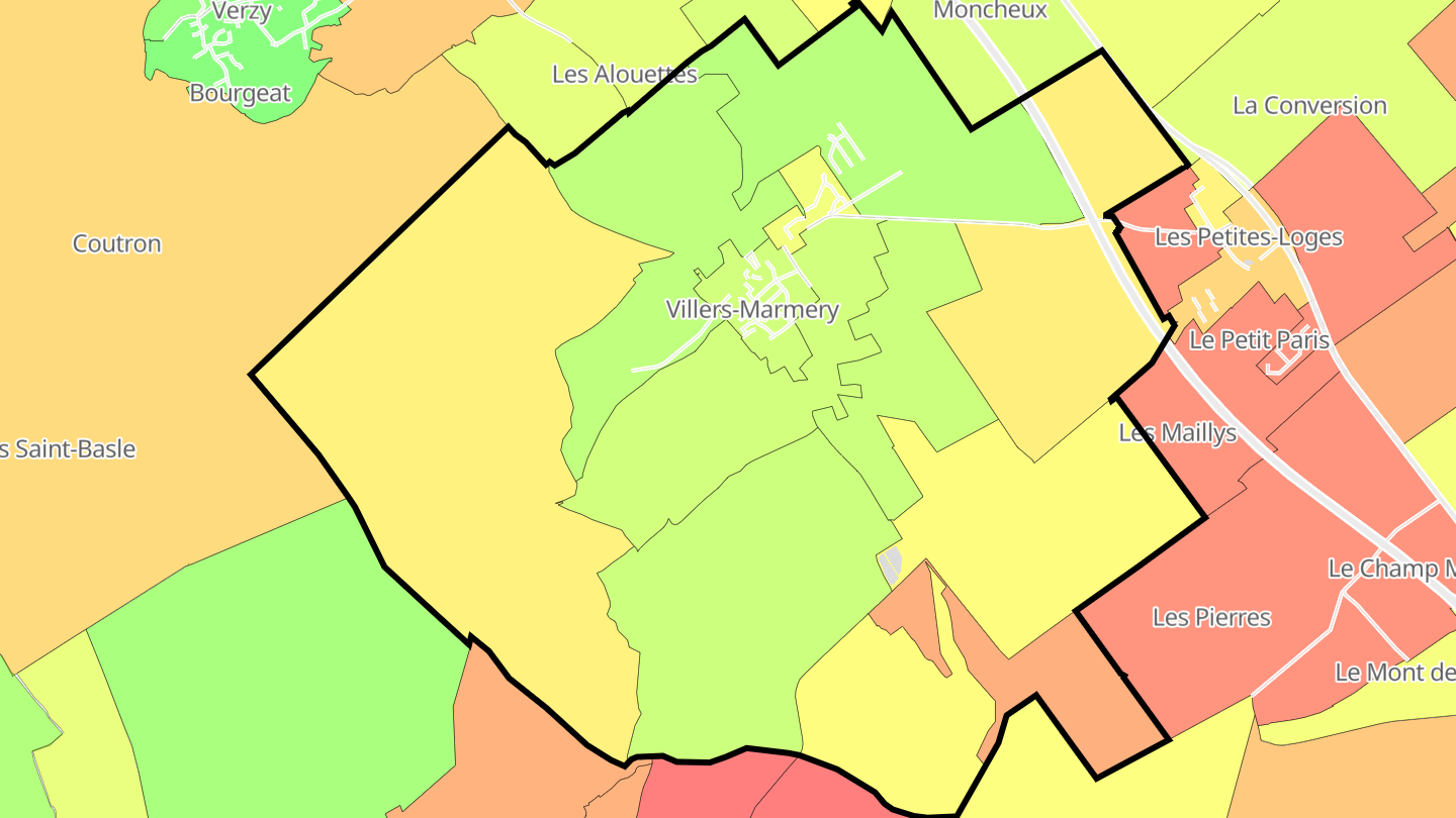 Carte des prix de l'immobilier Villers-Marmery